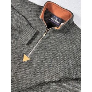 VTG Early Winters 100% Wool Sweater XL Made in USA 1/4 Zip Speckled Donegal Knit